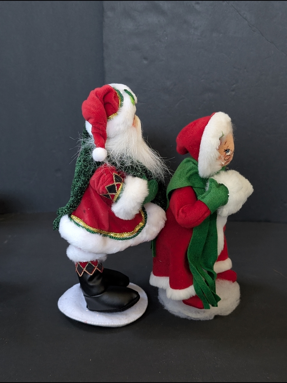Annalee Red and Green Santa & Mrs. Claus Holiday Figurine Pair - Picture 5 of 8
